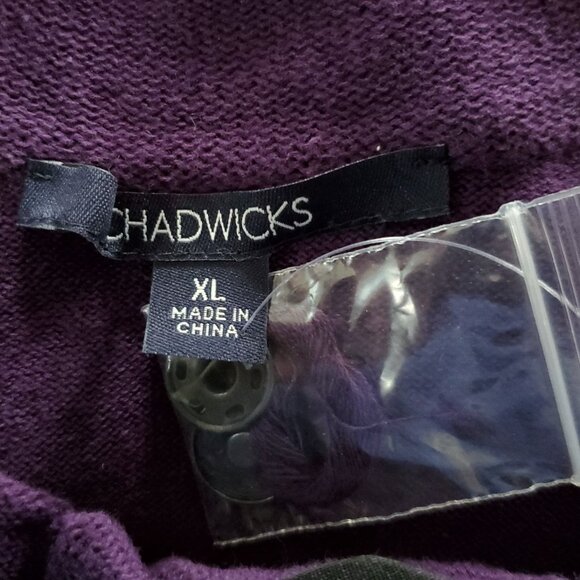 Womens Cotton Cardigan Sweater XL Purple Raglan Sleeve Satin Bows Pin Up 50s - Picture 5 of 6